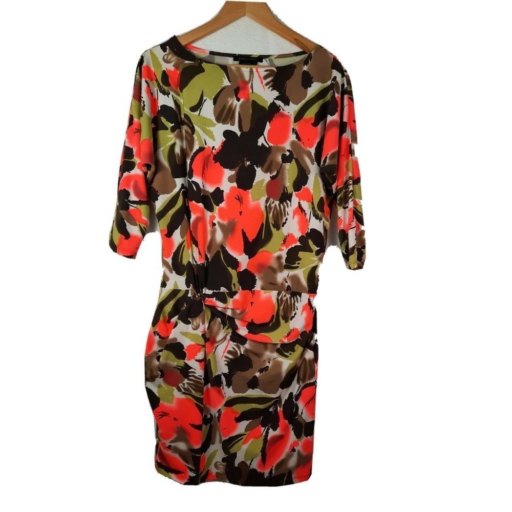 BCBGMaxazria womens pink green blousson dress